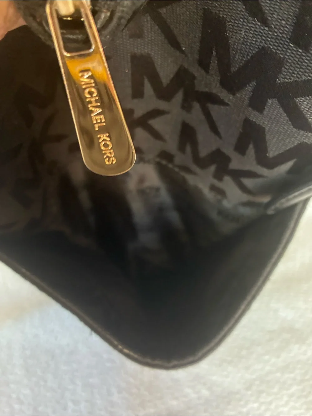 MICHAEL Michael Kors Black MK Logo Tote with Gold Charm